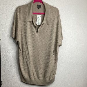 Guess Men's Tan Quarter Zip-Up Sweater Size XXL Checkered Zip Kyle Polo NWT